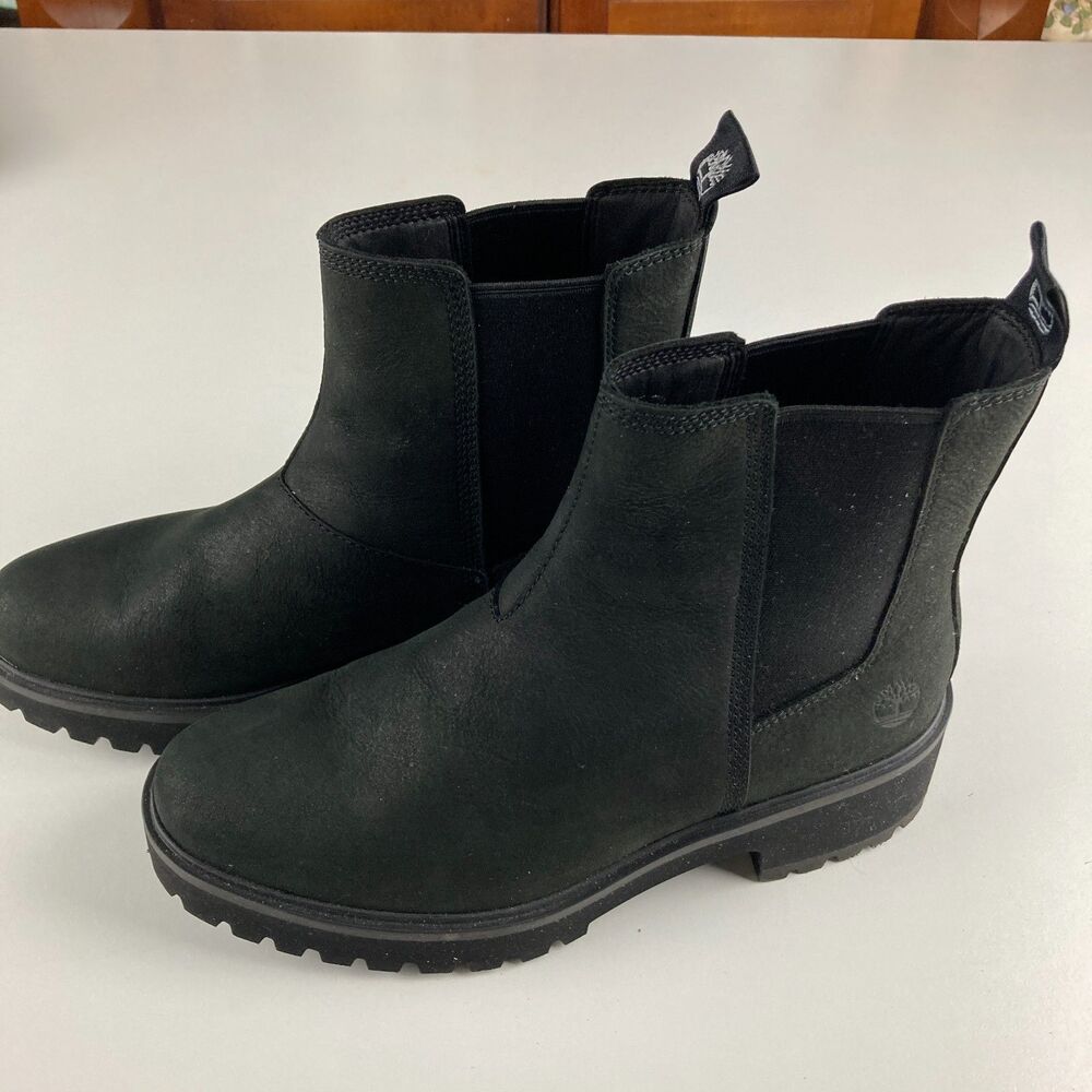 Timberland Courmayeur Valley Chelsea Boots Womens 8.5 Black Nubuck Lug Sole - Picture 2 of 11